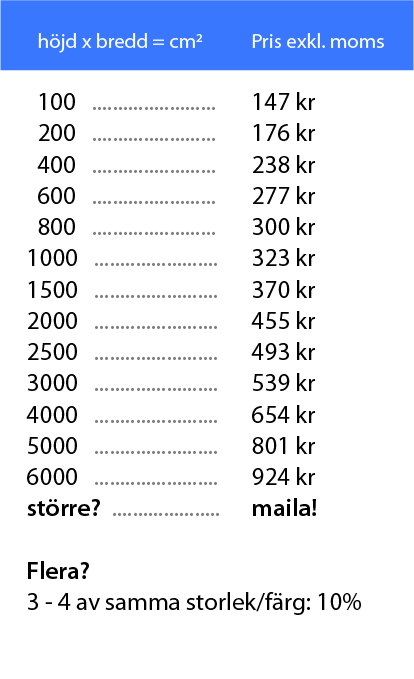 Prislista printade loggor